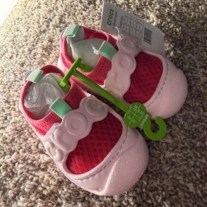 CROCS Kids Pink and Red Walker Shoes